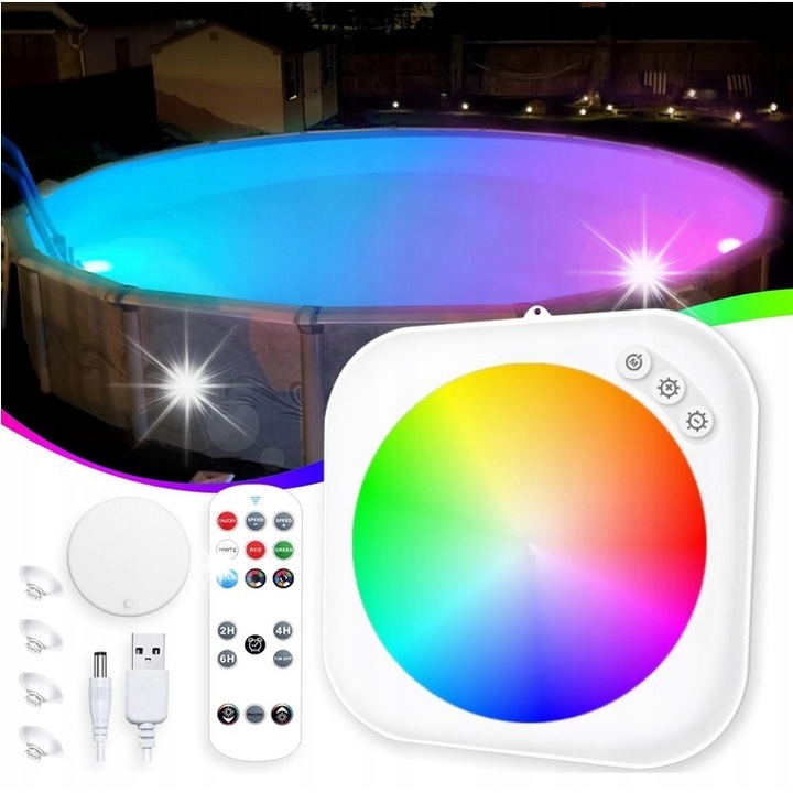 Подводна лампа RGBW с батерия, дистанционно управление, 15x14x3см, комплект 2 броя