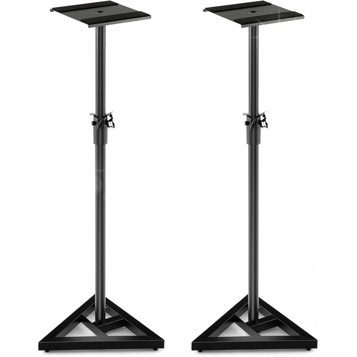 Set 2 Stative pentru Difuzoare, Inaltime Regulat 97-157 cm, Baza Triunghiulara, 23x23 cm, Capacitate 50 kg