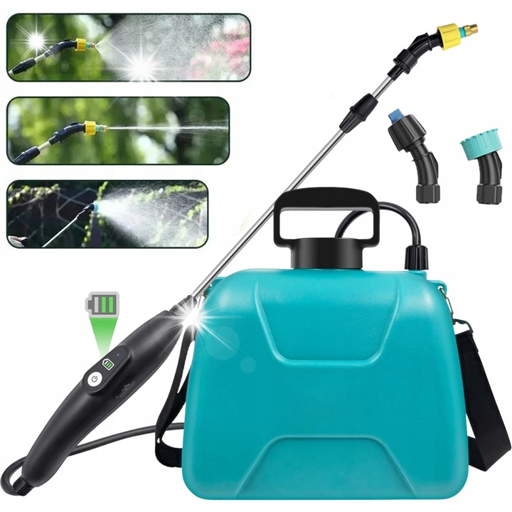 Електрическа пръскачка 8L Bedee, 3 дюзи, батерия 2200mAh, светлосин цвят, 60см