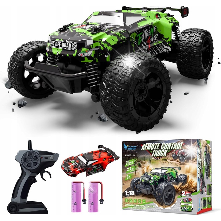 Monster Truck távirányítós autó, terepjáró, 1:18 méretarány, erős