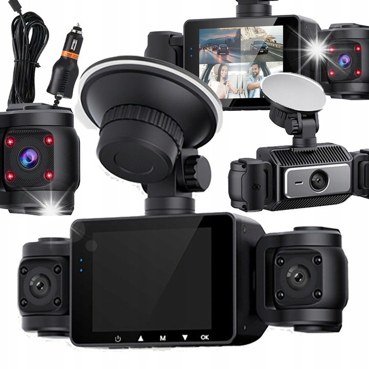 Camera auto DVR Bedee, videorecorder, 3 canale, neagra