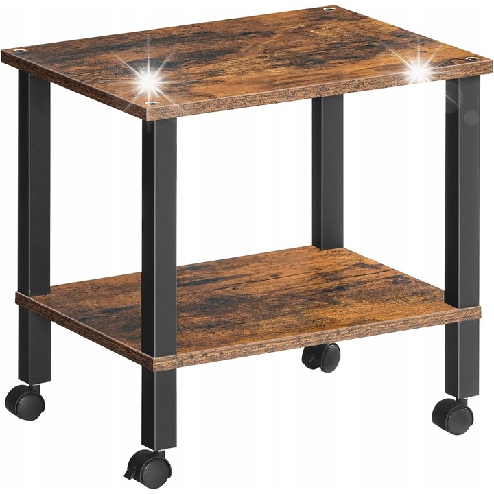 Raft mobil pentru imprimanta cu 2 polite, 4 roti, dimensiuni 38x28x38cm