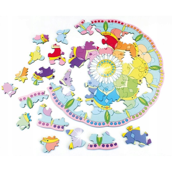 Puzzle XXL fából, Mandala rovarok, Beleduc, 49cm, 15 darab