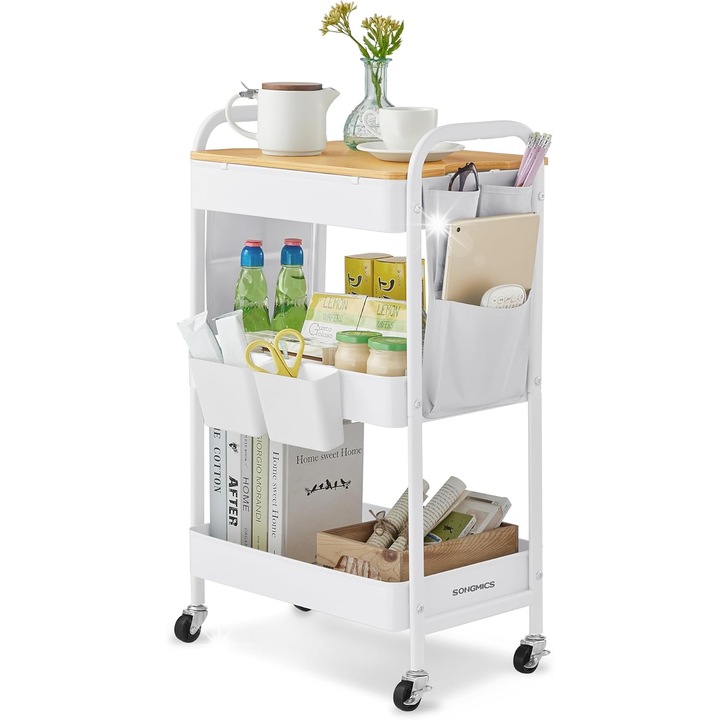 Mobil kocsi 3 polccal, 2 tartállyal, 44x30x74cm