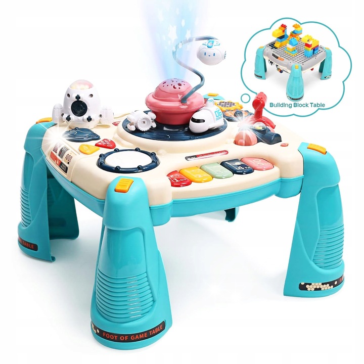 Masa interactiva educationala 2 in 1 Bemi Toys, proiectoare, pian, dimensiuni 60x40cm