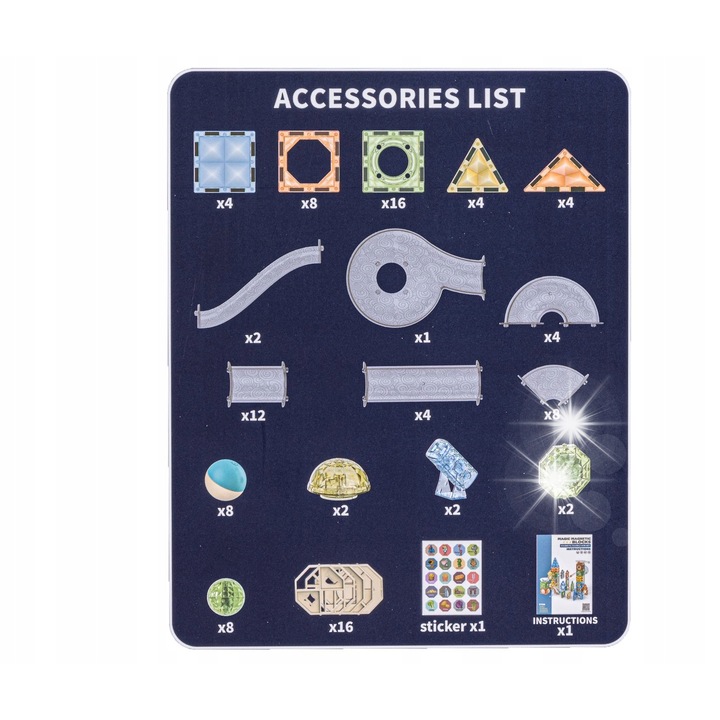 Set de constructie Bemi Toys, KLOCKI MAGNETYCZNE, 105 elemente, colorat