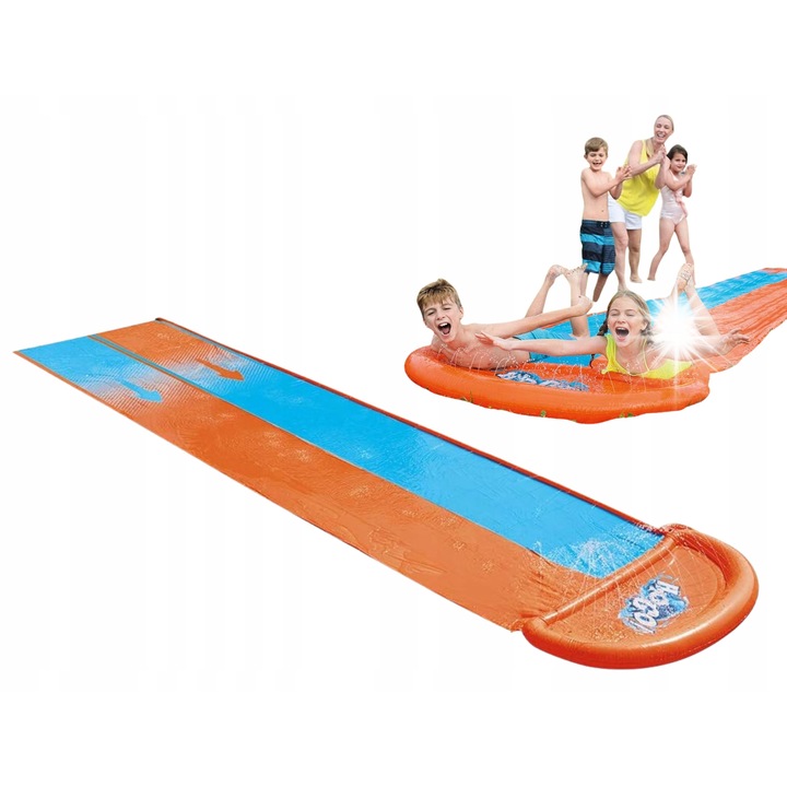 Детска пързалка, Bestway, 488x138см, оранжева + синя, еднократно плъзгане