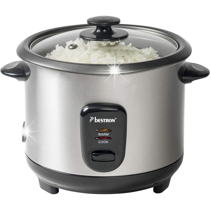 Aparat de gatit cu aburi Bestron, oala de orez 1L, 400W, inox, functie de mentinere a caldurii