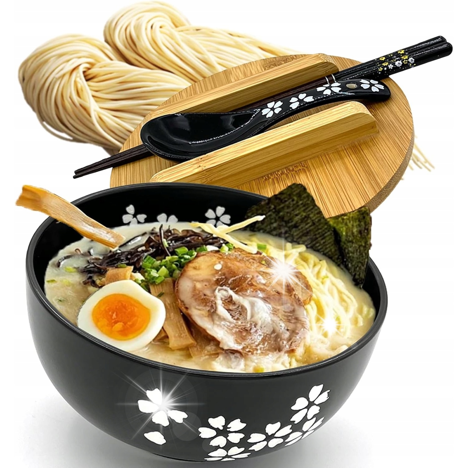 Set de boluri de ceramică lingura japonez 16x8cm, 1 litru, cu capac