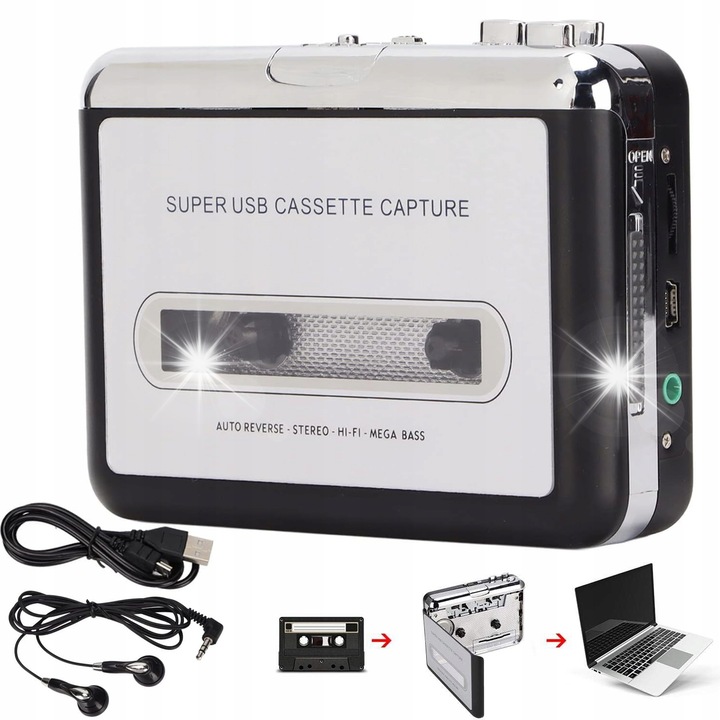 Player casete Walkman, converter USB MP3, vintage