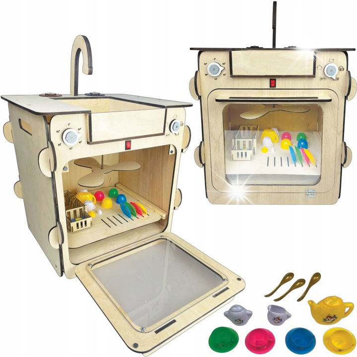 Masina de spalat vase cu lumini, chiuveta si accesorii pentru copii, 3TOYSM