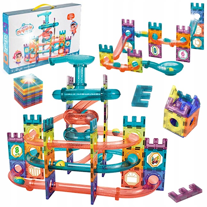 Set de constructie ACR, 125 elemente, tor culkowy, 8 bile colorate, 43x29x7cm