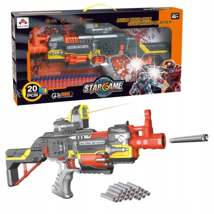 Carabina automata ACR cu 20 de sageti din spuma, 52x26x8cm, cu tinta detasabila