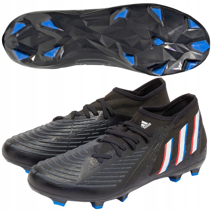 Ghete de fotbal copii adidas Predator Edge, crampoane iarba, confortabil, ecologic, negru, 40 EU