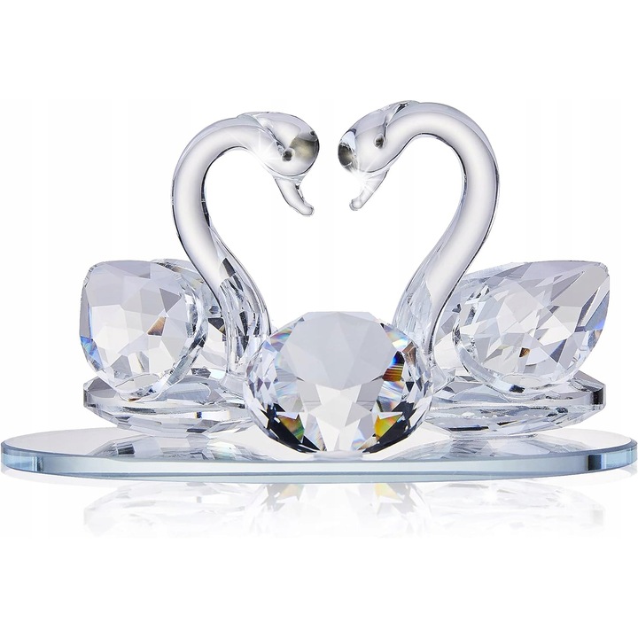 Kristály dísz, hattyú mintával