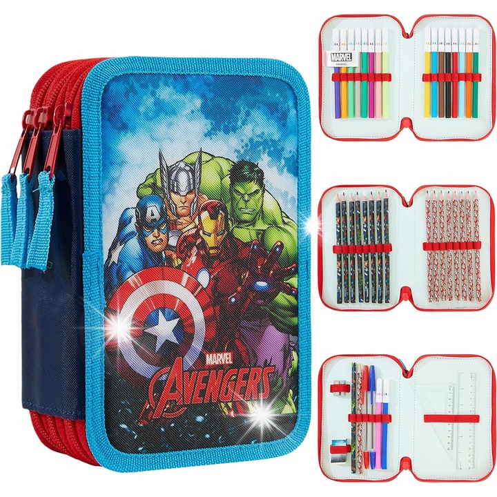 Несесер Отмъстителите Железният човек, пълен комплект с моливи и маркери, многоцветен