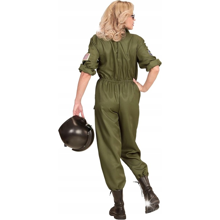 Costum de pilot femeie, khaki, cu ochelari, set, M