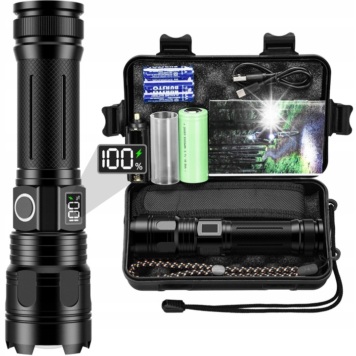 LED lámpa 20000 lumen, vízálló, 5000 mAh akkumulátor, teljes készlet tartozékokkal