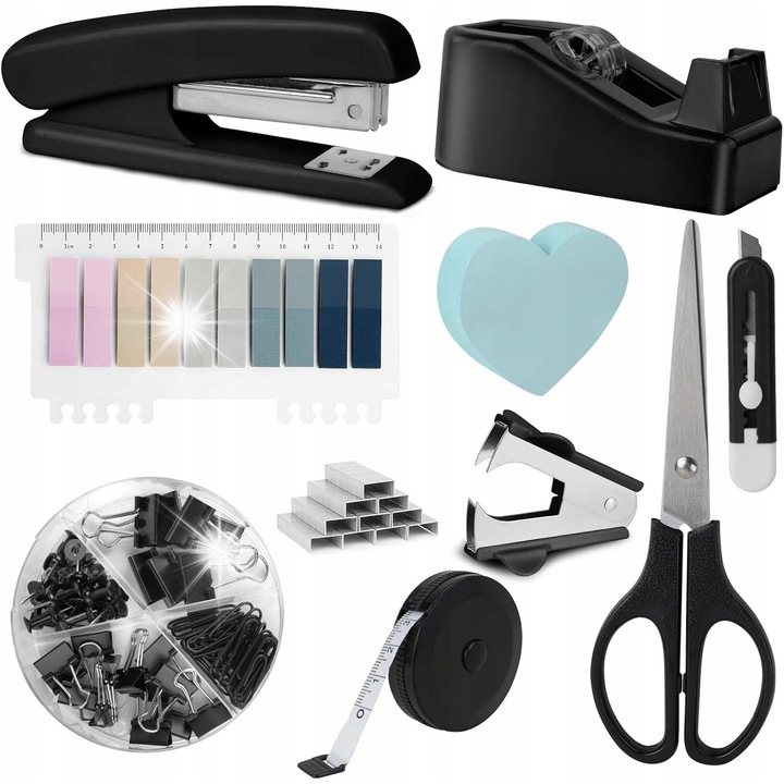 Set articole birou, 10 piese, echipament complet, multicolor