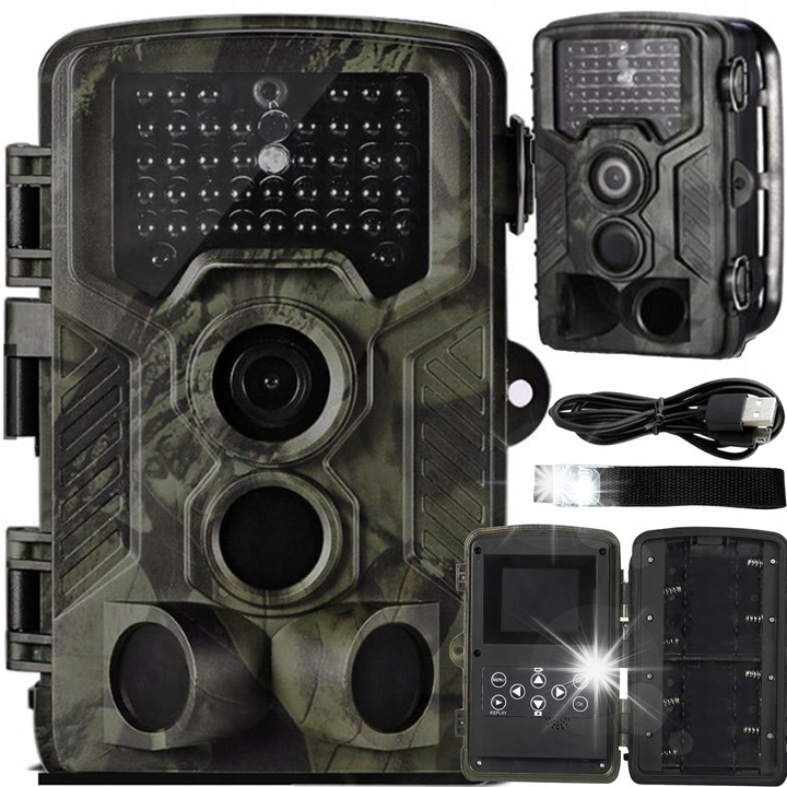 Камера за наблюдение, Basehome HC-800A, FullHD, 12MP, 40x IR, зелена