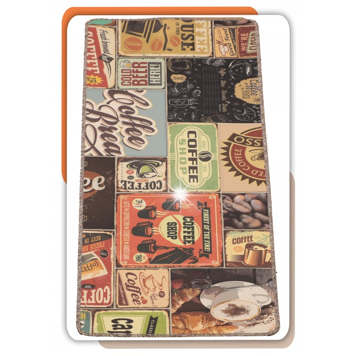 Covoare set, Allvo, Chodnik Wodoodporny, 60x150cm, design cafea, 2mm grosime
