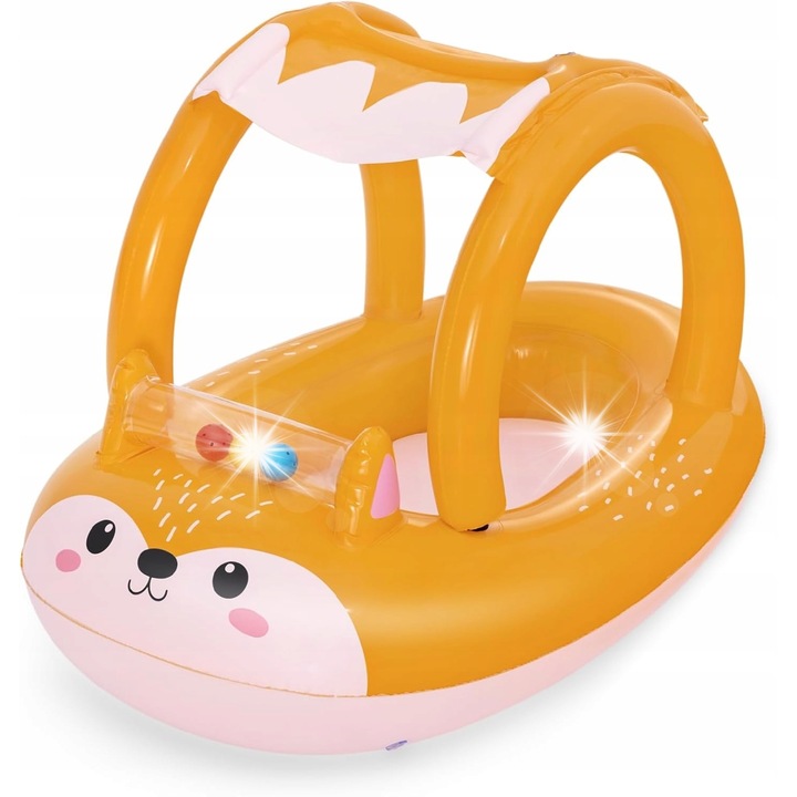 Надуваем пояс за деца, дизайн лисица, UV защита, оранжев/розов, 94x66см, комплект