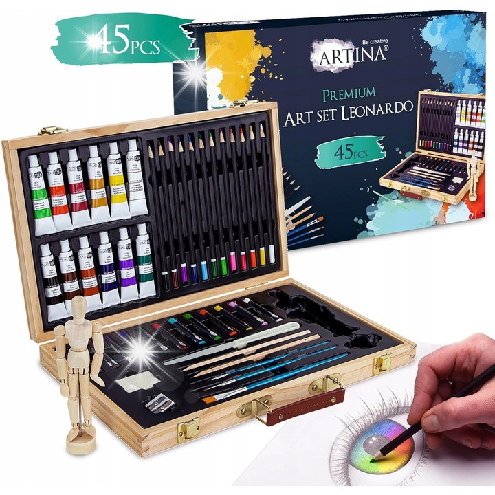 Set de pictura pentru copii, 4 tipuri de ustensile, multicolor, 30x45cm