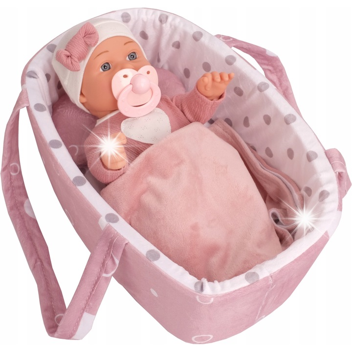 Artyk baba üvegszemmel, kiegészítő szettel, 30x15cm