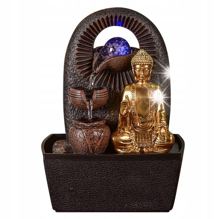 Fontana decorativa LED, model Zen, cu figura detasabila, 30x20cm, multicolor