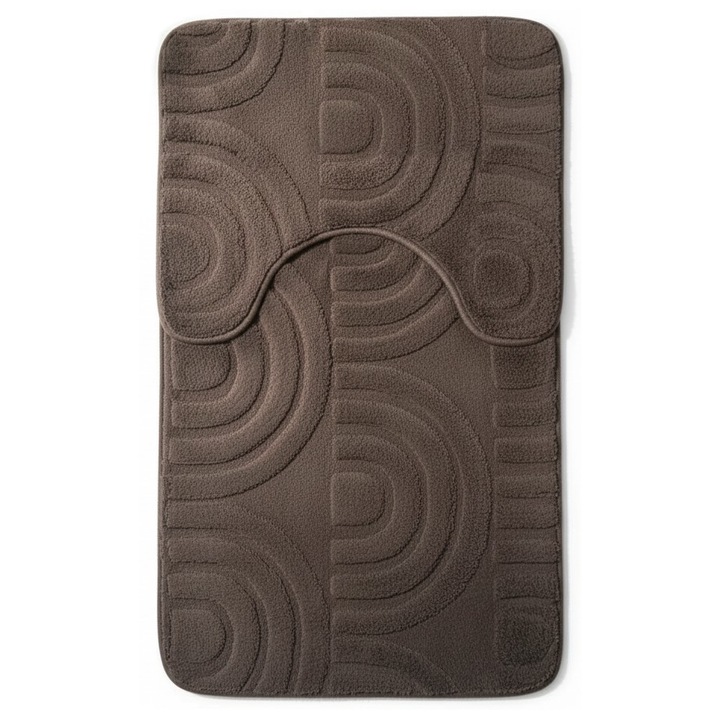 Set 2 covorase de baie, RAC, maro, absorbante, 80x50/40x50 cm