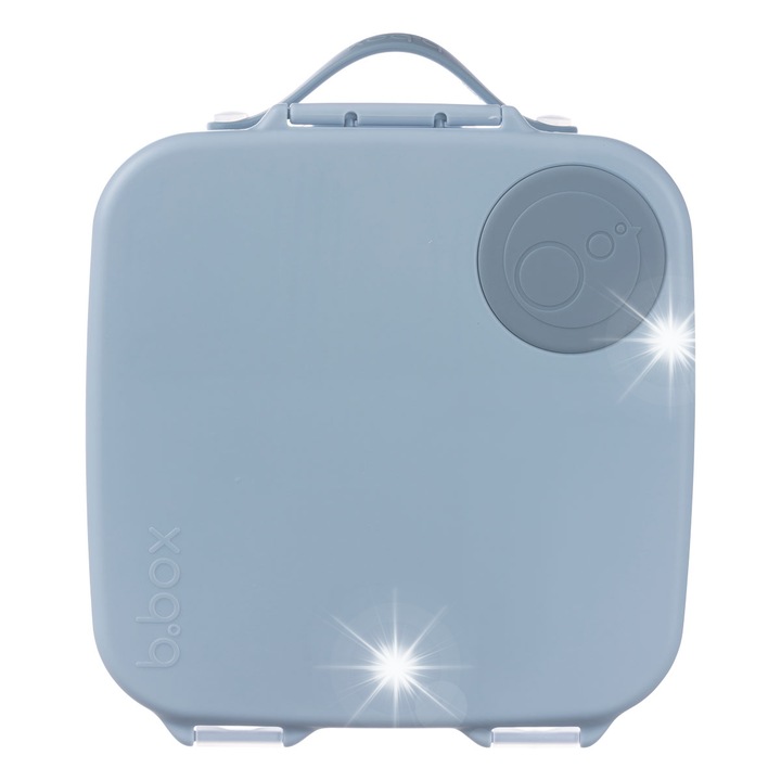 B.Box Duzy ételhordó, fogantyúval, 2L, 23,5x21,5x6,5cm, többszínű, rekeszekkel és hűtőtartóval