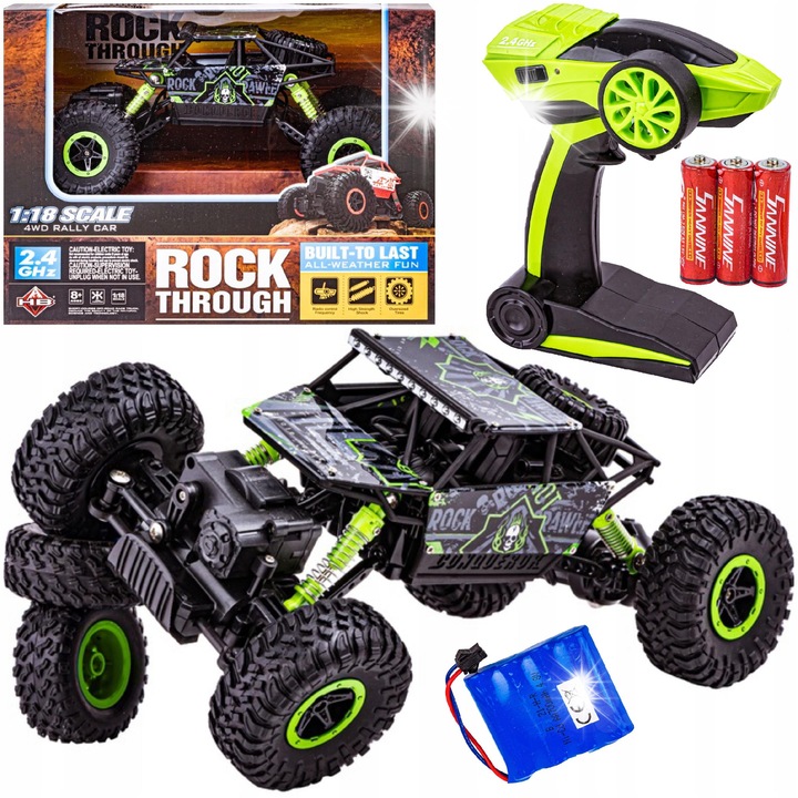 Masinuta RC Artelo Rock Crawler 1:18, 4x4, verde, 26.5x17x12.5cm, set complet