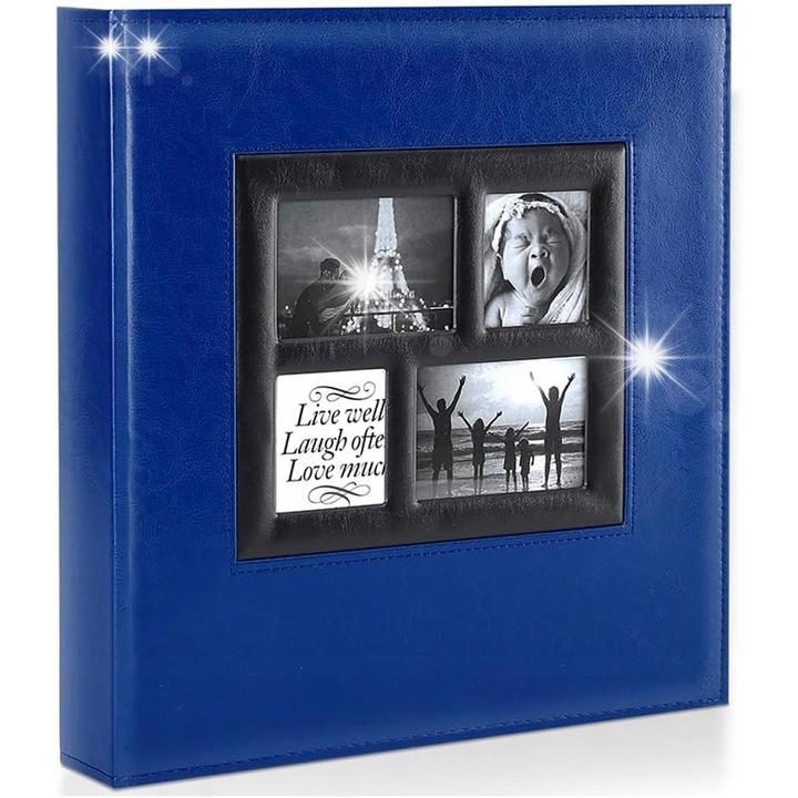 Album foto, 1000 poze, piele albastra, 10x15cm, 34x32cm, set complet