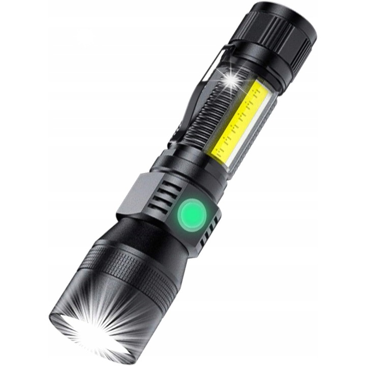Lanterna UV tactica 2 in 1, 7 moduri, compacta, rezistenta la apa, 3,4x14,5cm
