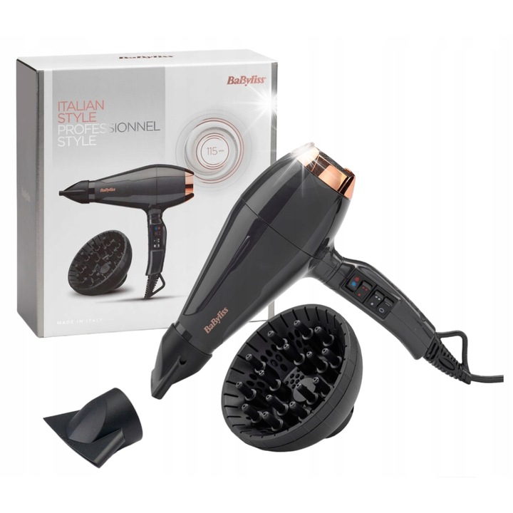 Сешоар Babyliss Air Pro 2200W, 2 концентратора, дифузер, черен
