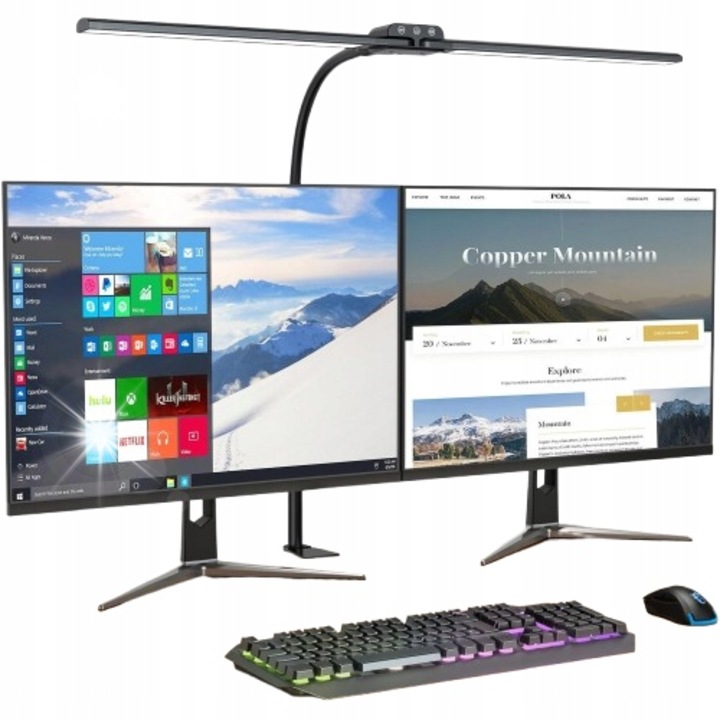 Lampa pe birou LED cu clip, 4 temperaturi de culoare, 4 niveluri de luminozitate, neagra, 5x68x62,5cm