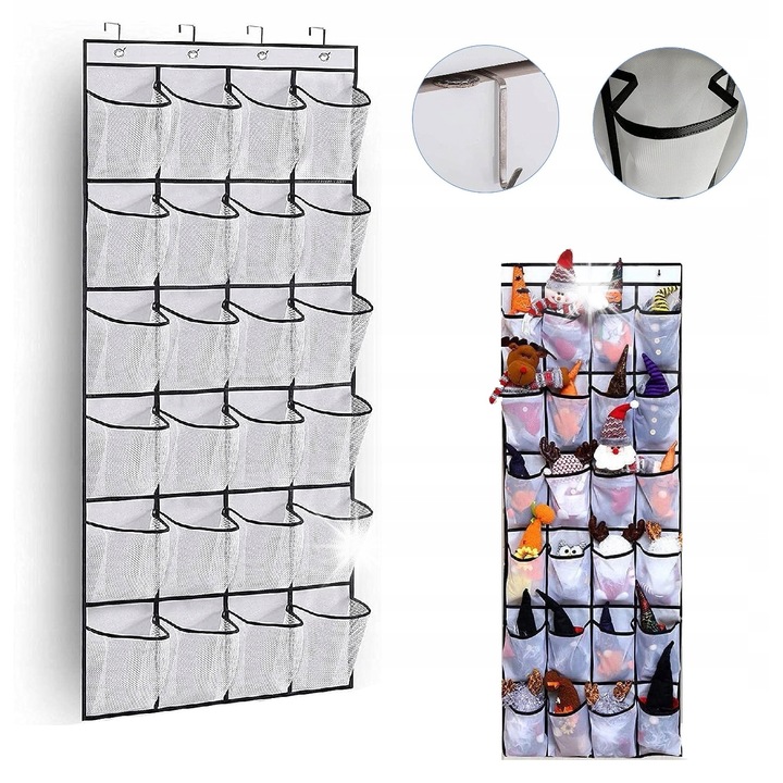 Függő ajtórendező, 24 zseb, minimalista design, többszínű