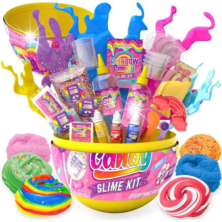 Színes slime szett kiegészítőkkel, 3 szín, tojás alakú csomagolás