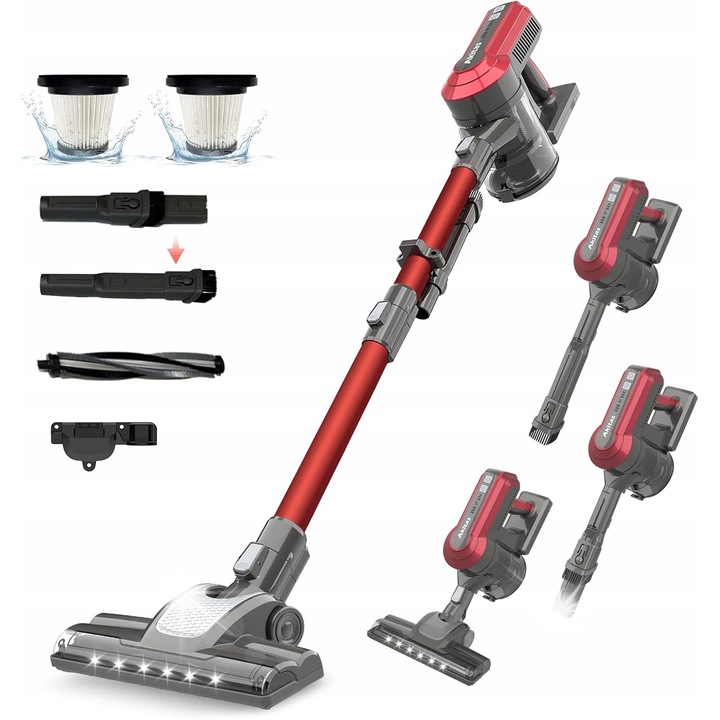 Aspirator vertical fara fir, 450W, 30KPA, 50 minute autonomie, 2,15 kg, cu accesorii si suport de perete