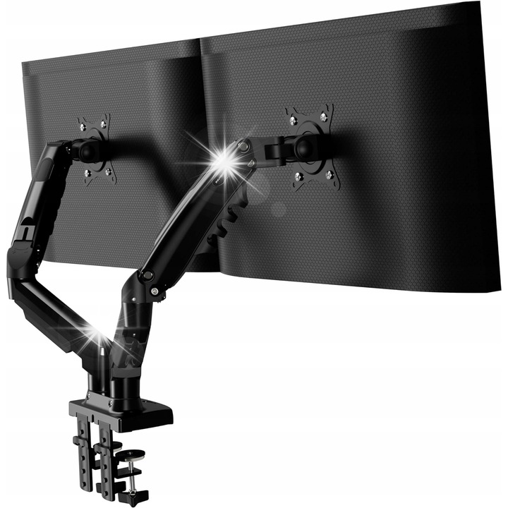 Suport pentru doua monitoare, Invision MX400, 19-32 inch, negru, montare pe birou, ergonomic