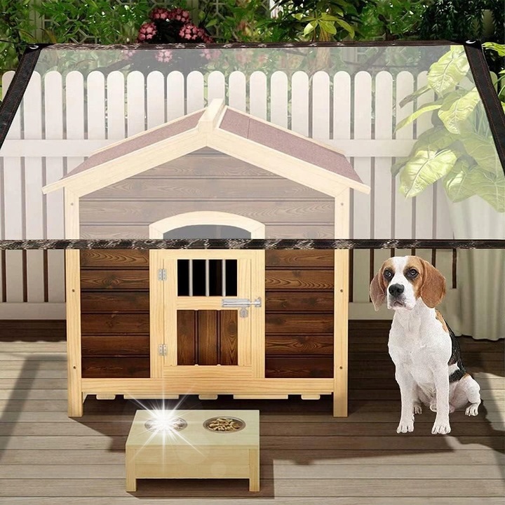 Plandeka transparenta waterproof 2x1m pentru terasa cu ochiuri de montaj