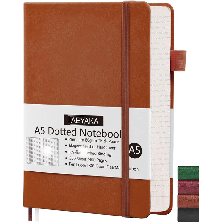 Caiet A5, 200 pagini, coperta din eco-piele, 15x21cm, design cu puncte