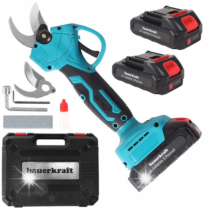 Електрическа градинска ножица Bauerkraft, с 2 батерии, за клони