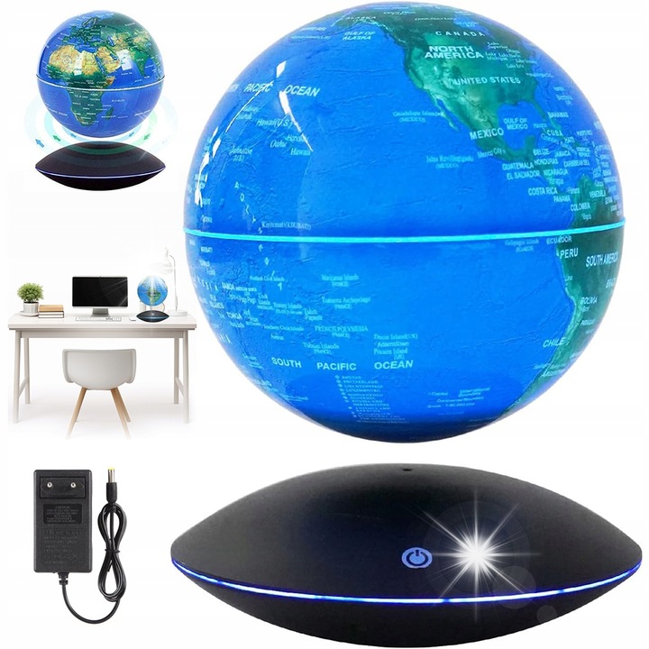 Glob pamantesc levitant cu lampa LED, Bedee, pentru birou si clasa