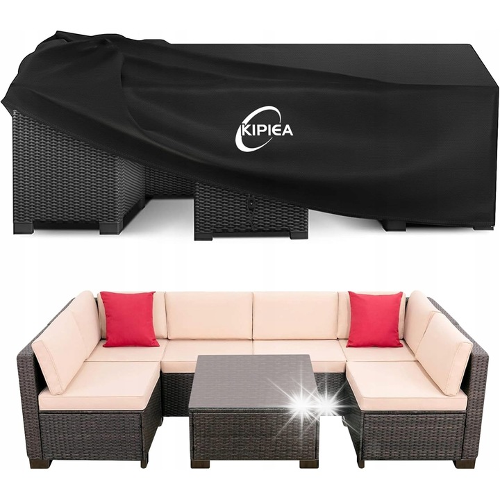 Husa pentru mobilier de gradina, impermeabila, 250x250x71cm, neagra, set cu sac de depozitare