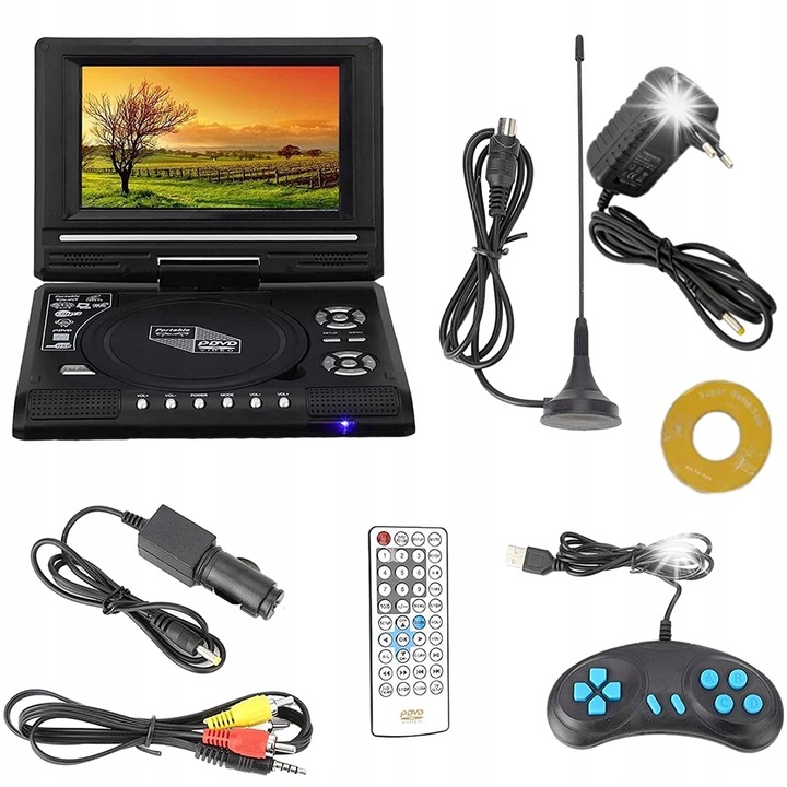 Player DVD portabil, Bedee 7-8 inch HD, USB, SD, negru