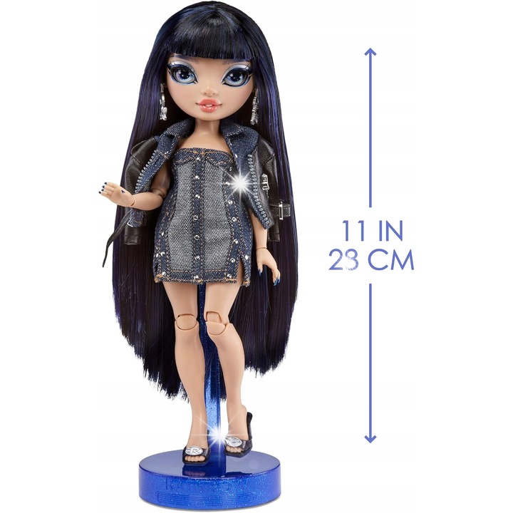 Papusa Rainbow High Kim, costum denim albastru, accesorii creative, set complet