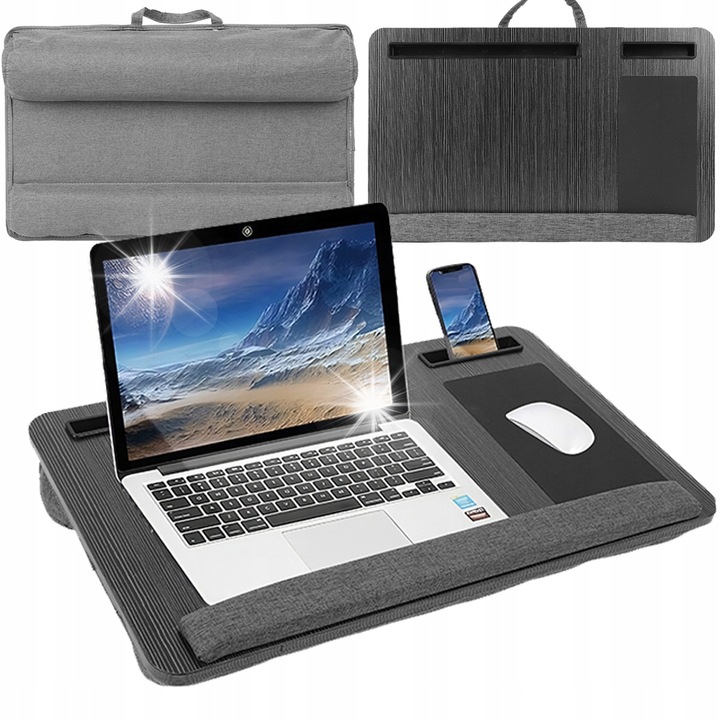 Masa pentru laptop Bedee, 55x34cm, suport pentru genunchi, negru, portabil