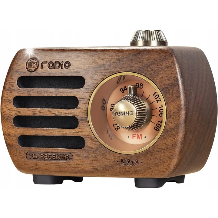 Radio portabil Bluetooth FM, 3W, incarcare USB, 89x70x44mm, maro