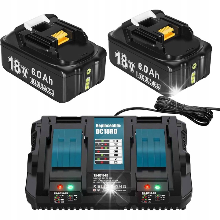 Set 2x Acumulatori Bedee 18V 6Ah cu Incarcator 14.4-18V